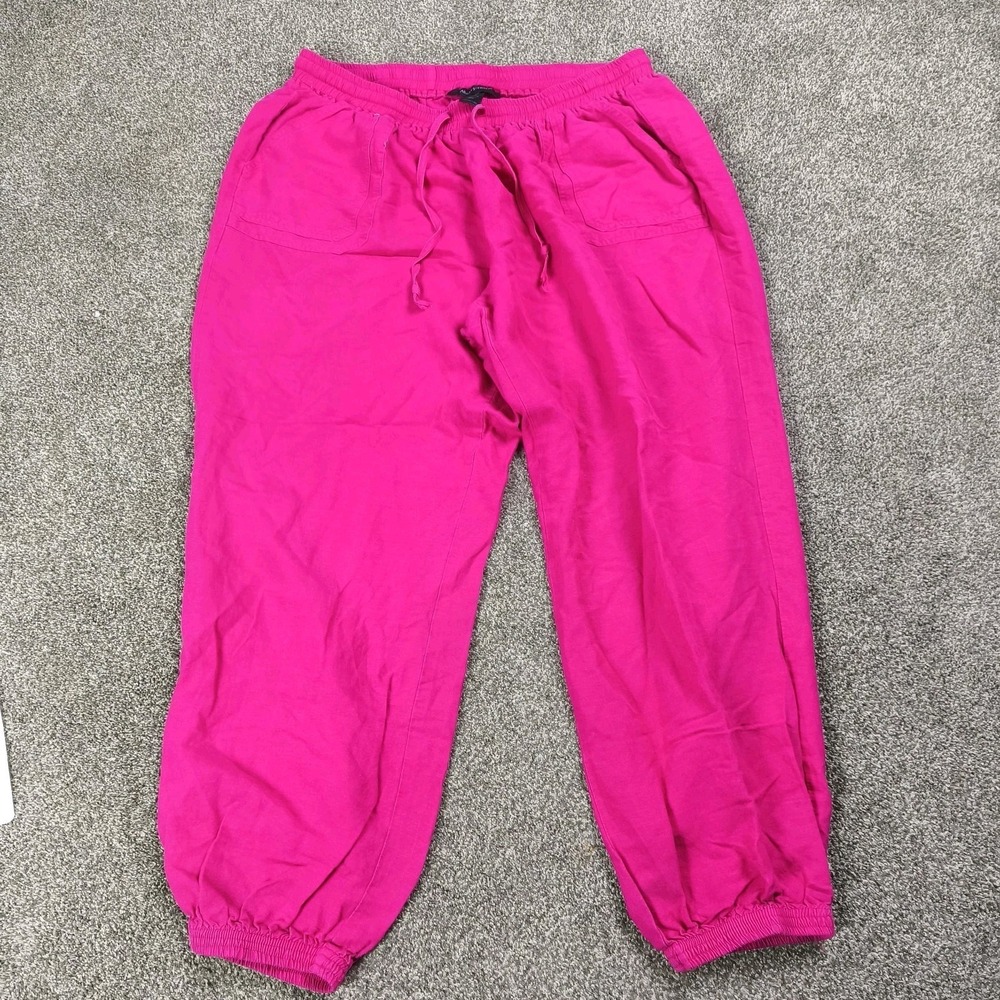 Ashley Stewart Pink Linen Blend Jogger Pants Womens 18W Elastic Waist